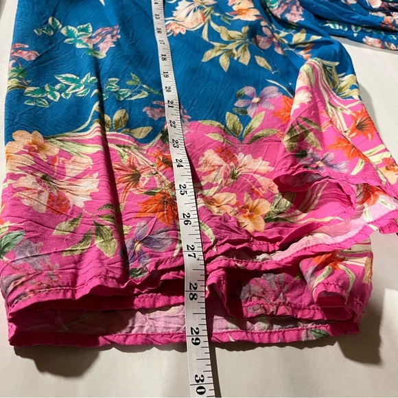 Tolani Floral Blue and Pink Women's Modal Top with Tassels XL - Picture 9 of 9
